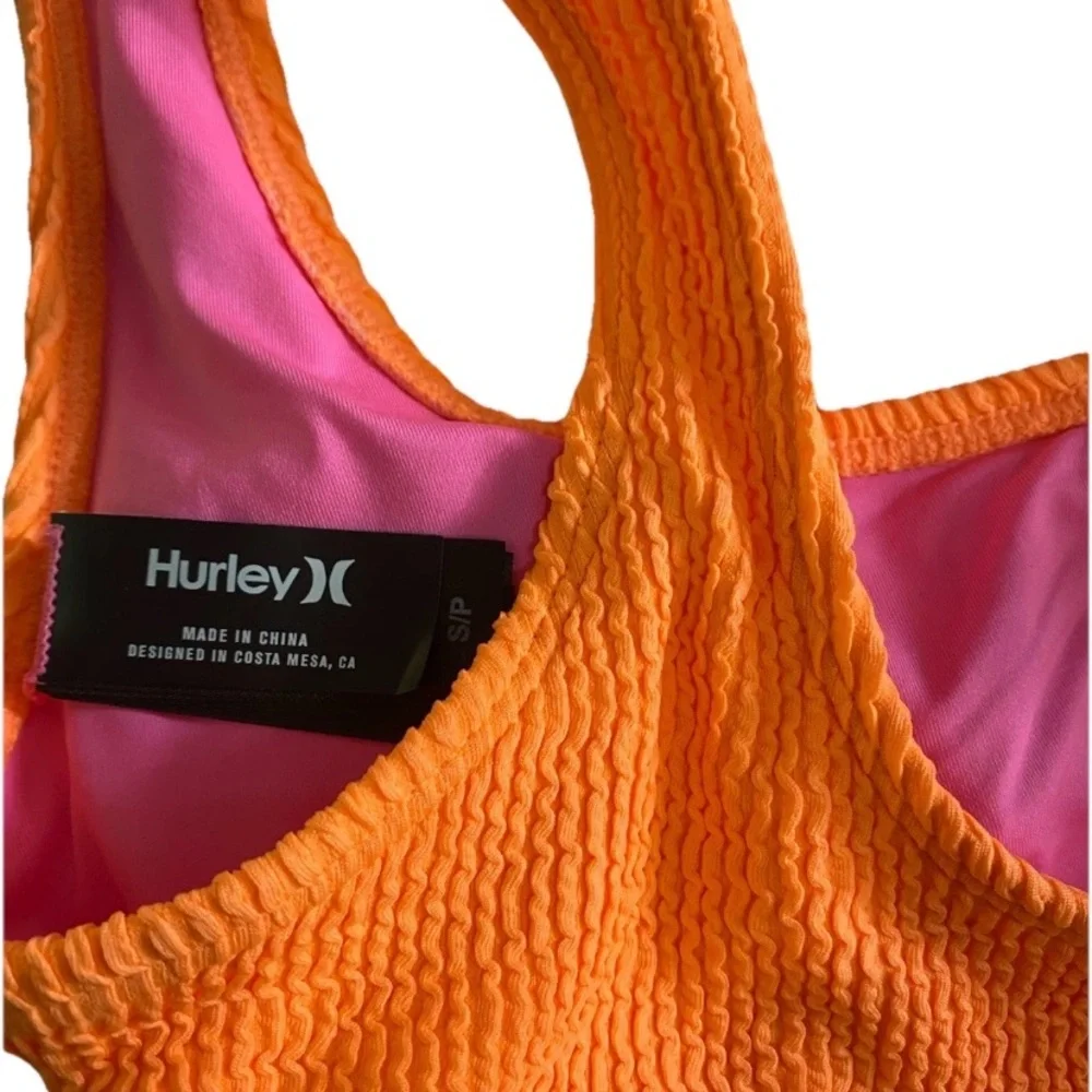 Hurley Bikini Set Women’s XS/S Orange Black Cheeky Coverage 2 Piece Swimsuit